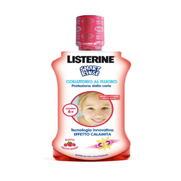 Listerine Collutorio Bambini Smart Rinse Frutti Rossi Igiene Orale 500 ml