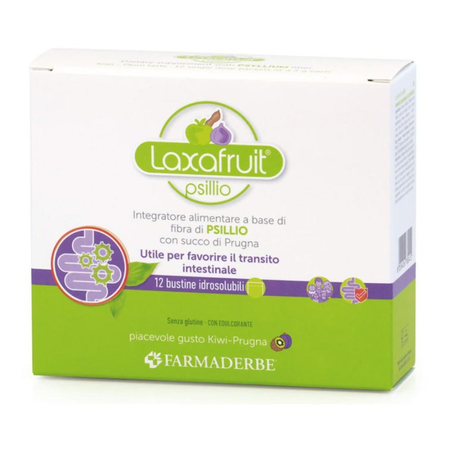 Laxafruit Psyllio 12 bustine - integratore di fibra di psyllium per regolarita intestinale
