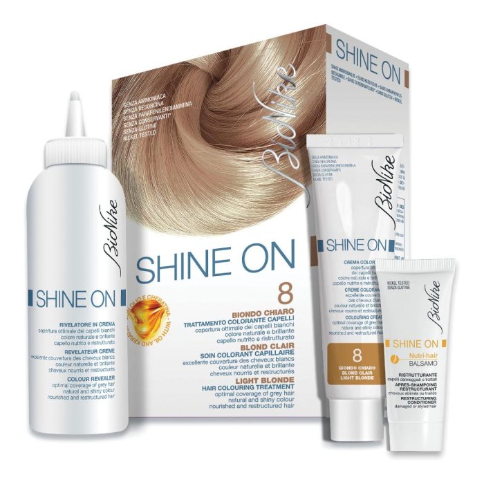 BioNike Shine ON Tintura per Capelli Cute Sensibile 8 Biondo Chiaro