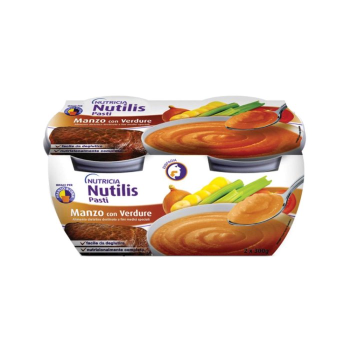 Nutricia Nutilis Pasti Pasto Pronto dalla Consistenza Cremosa ed Omogenea Gusto Manzo e Verdure 2x300g