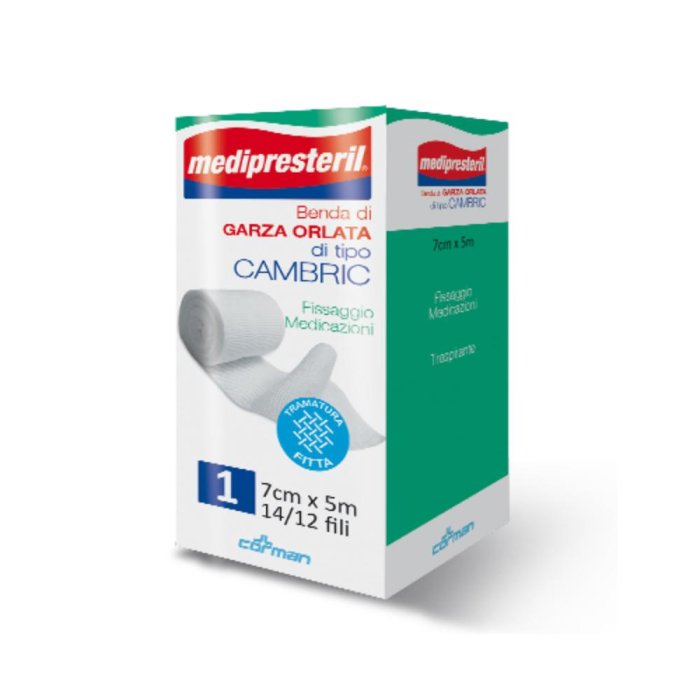 Medipresteril Benda di Garza Orlata Tipo Cambric Misura 7 cm x 5 m 1 Pezzo