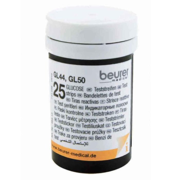 Beurer Strisce Reattive per Glucometro GL44 GL50 GL50 Evo Confezione da 25 Pezzi