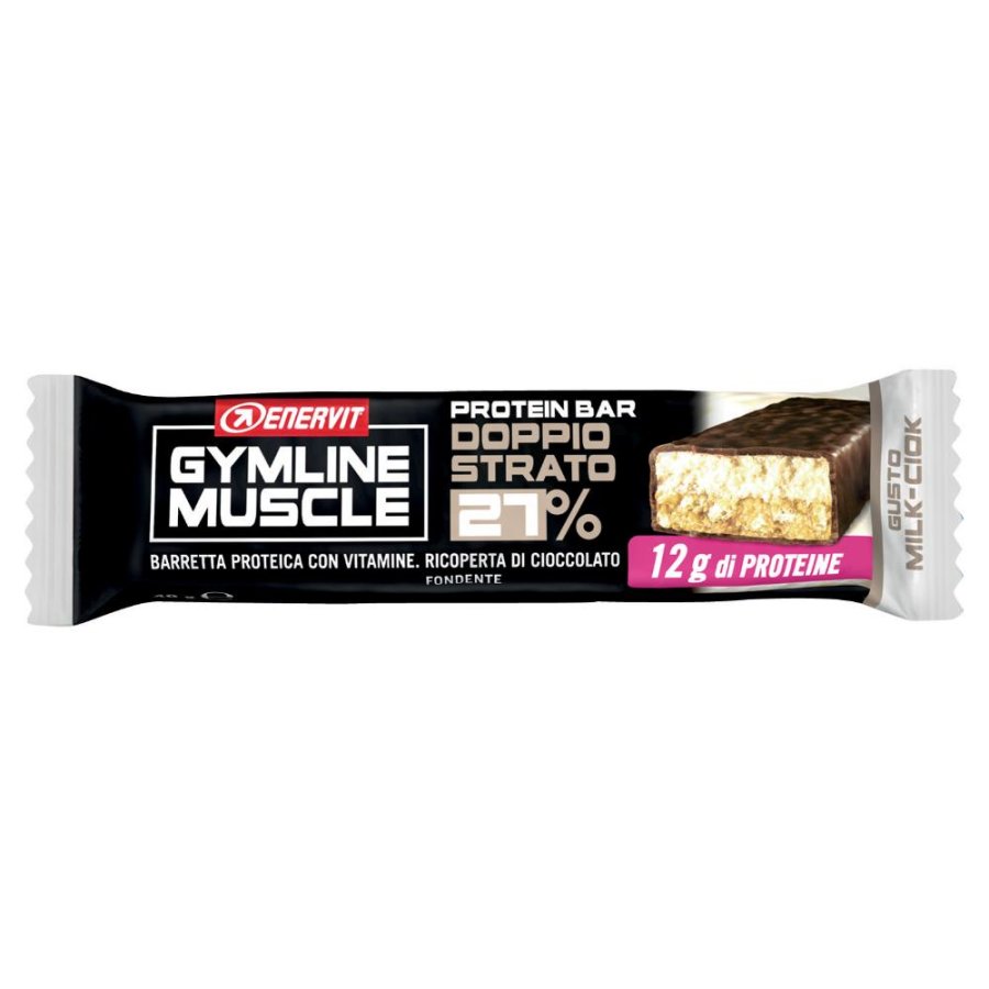 Enervit Gymline Muscle Protein Bar Doppio Strato 27% Milk-Ciok Barretta da 45g Enervit Gymline Muscle Protein Bar Doppio Strato 27% Milk-Ciok Barretta da 45g