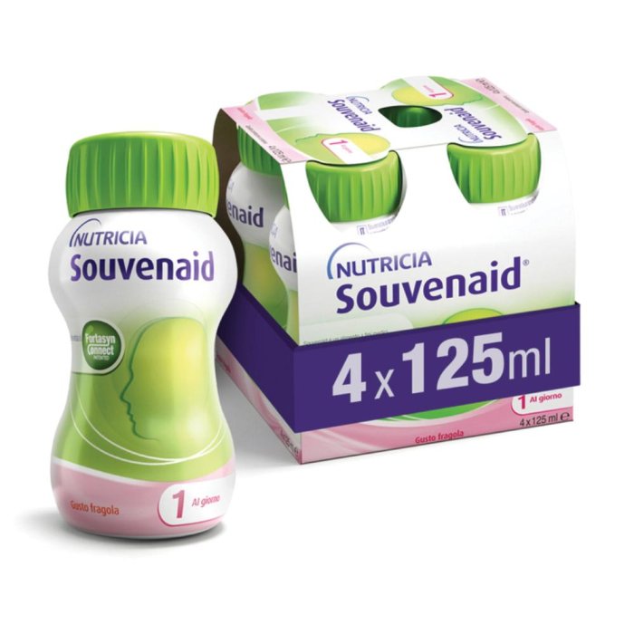 Nutricia Souvenaid Trattamento Nutrizionale del Declino Cognitivo Legato all'Età Gusto Fragola 4x125ml
