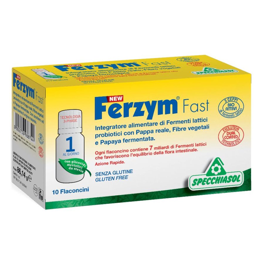 Specchiasol New Ferzym Fast Integratore Alimentare 10 Flaconcini 8 ml