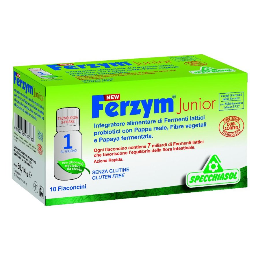 Specchiasol Ferzym Junior 10 Flaconcini Integratore alimentare  8 ml New