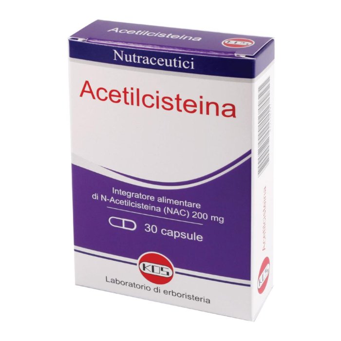 Acetilcisteina 600 mg Kos 30 Capsule Integratore Mucolitico per Benessere delle Vie Respiratorie