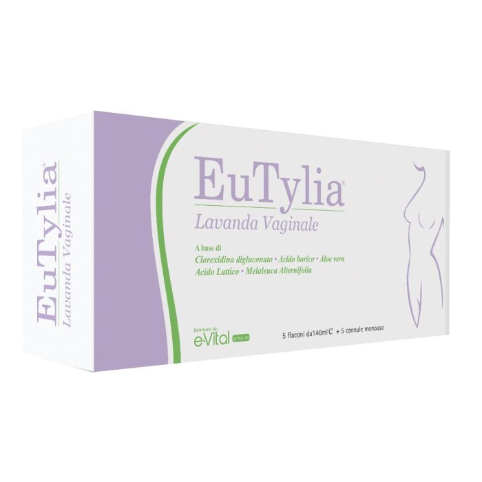 E.vitalgroup Eutylia Lavanda Vaginale 5 Flaconi 140 Ml + 5 Cannule Monouso