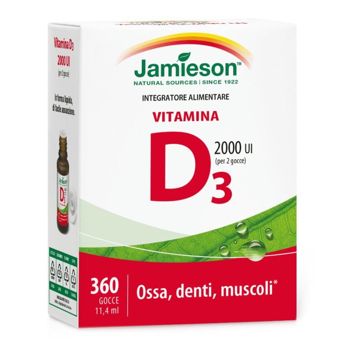 Jamieson Vitamina D 2000 U.I. Integratore Alimentare 360 gocce 11,4ml