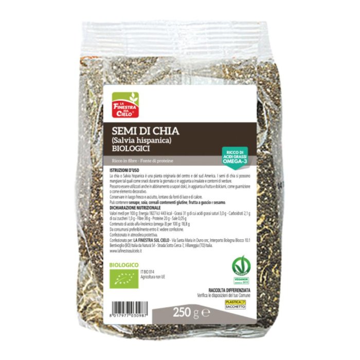 La Finestra Sul Cielo Semi di Chia BIO Ricchi di Fibra e Omega 3 250g