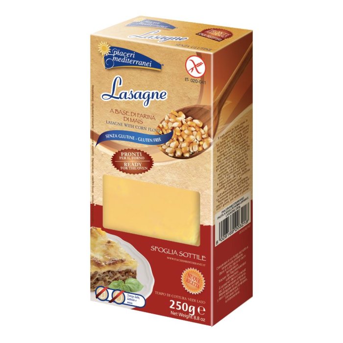 Piaceri Mediterranei - Pasta Mais Lasagne Senza Glutine Confezione 250 Gr