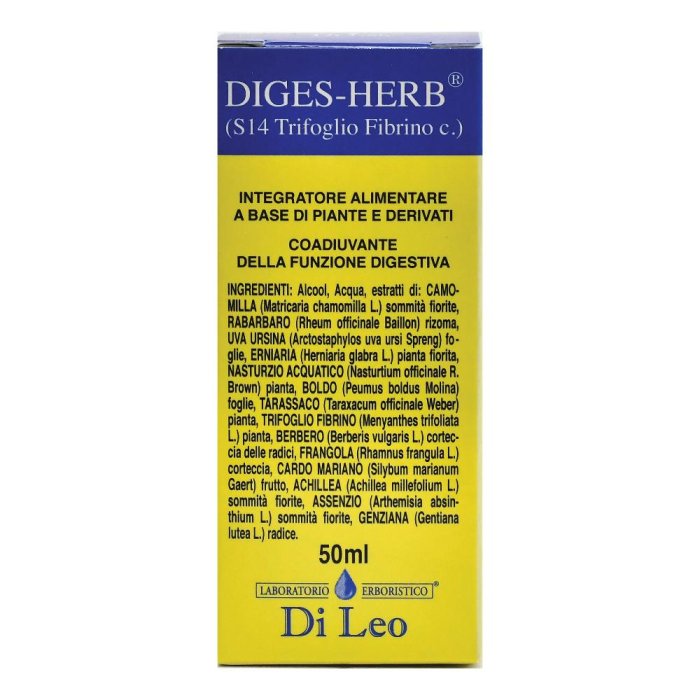 Diges Herb S14 Trifoglio 50 ml Integratore Digestivo Erboristico Naturale a Base di Trifoglio per il Benessere di Stomaco e Intestino