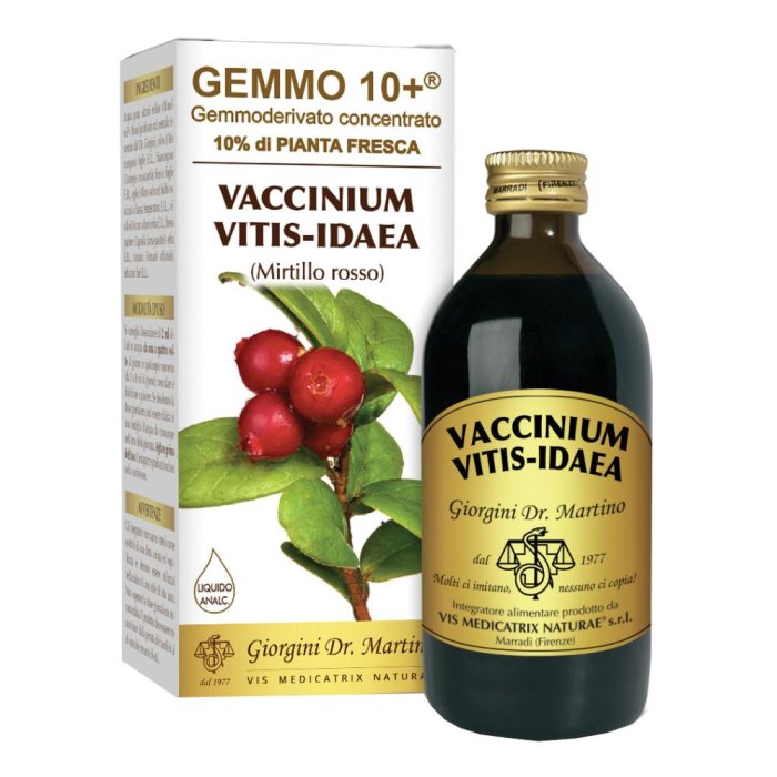 Mirtillo Rosso Gemmoderivato Liquido Analcolico 10+ Integratore Alimentare Naturale