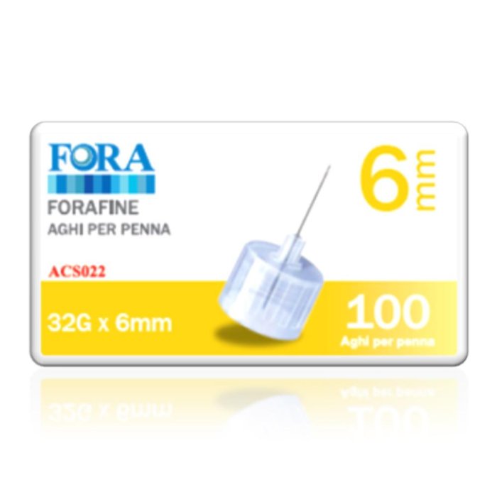 Me.te.r. Ago Per Penna Da Insulina Fora Fine 32 Gauge 6 Mm 100 Pezzi