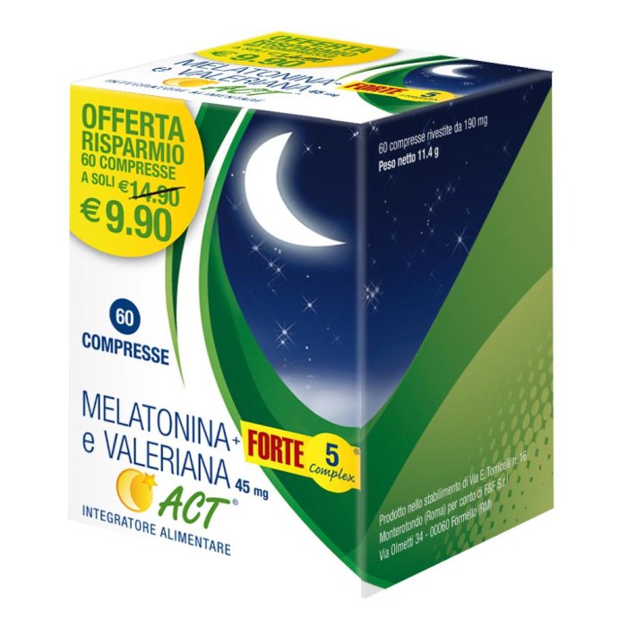 Melatonina Act 1Mg + Valeriana 5 Complex 60 Compresse