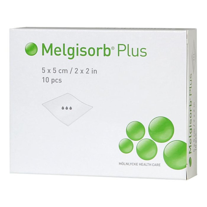 Melgisorb Plus Medicazione in Alginato di Calcio 5x5 cm 10 Pezzi – Benda Assorbente per Ferite e Ulcere