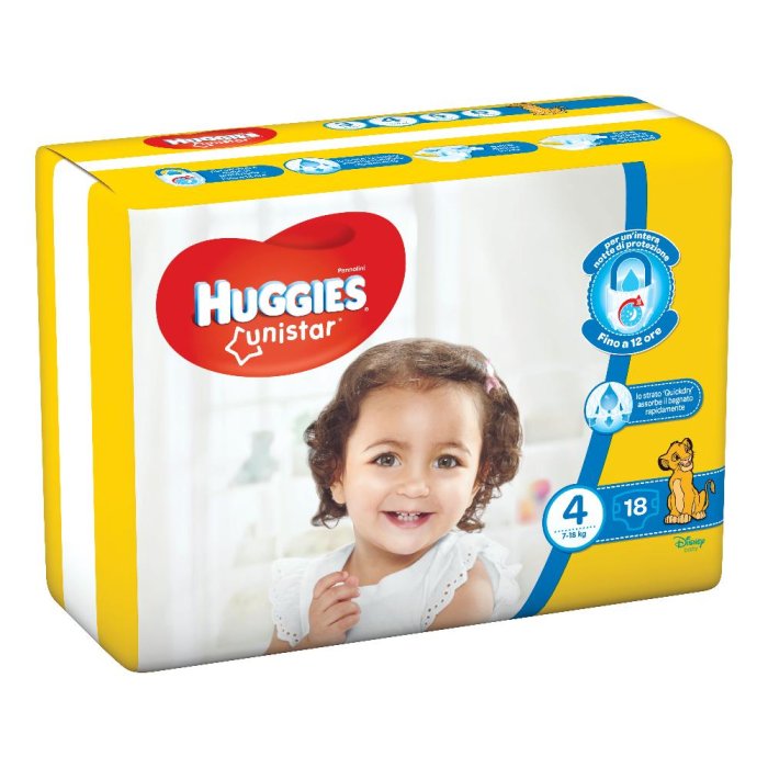 Kimberly Clark Italia Pannolino Huggies Unistar Maxi 4 7/18 Kg 18 Pezzi