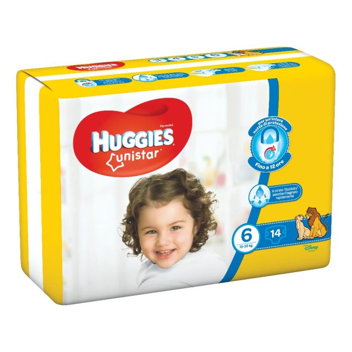 Kimberly Clark Italia Pannolino Huggies Unistar Extralarge 6 15/30 Kg 14 Pezzi