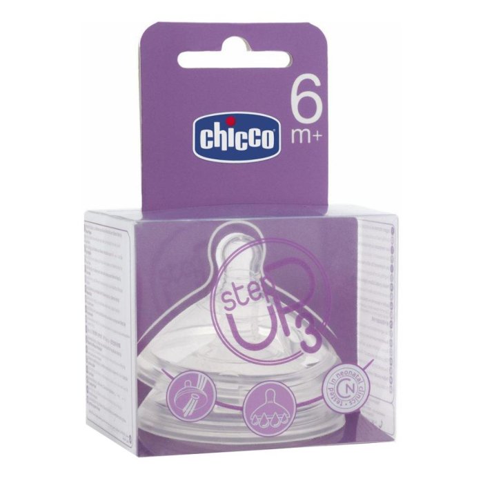 Chicco Natural Feeling - Tettarella in Silicone 6M+ Flusso Pappa 2 Pezzi