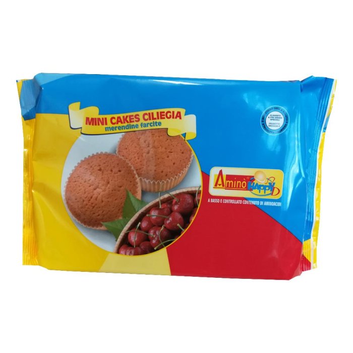 Probios Nove Alpi Alimenti Speciali Amino Happy a Basso Contenuto di Amminoacidi Mini Cakes Ciliegia 160 g