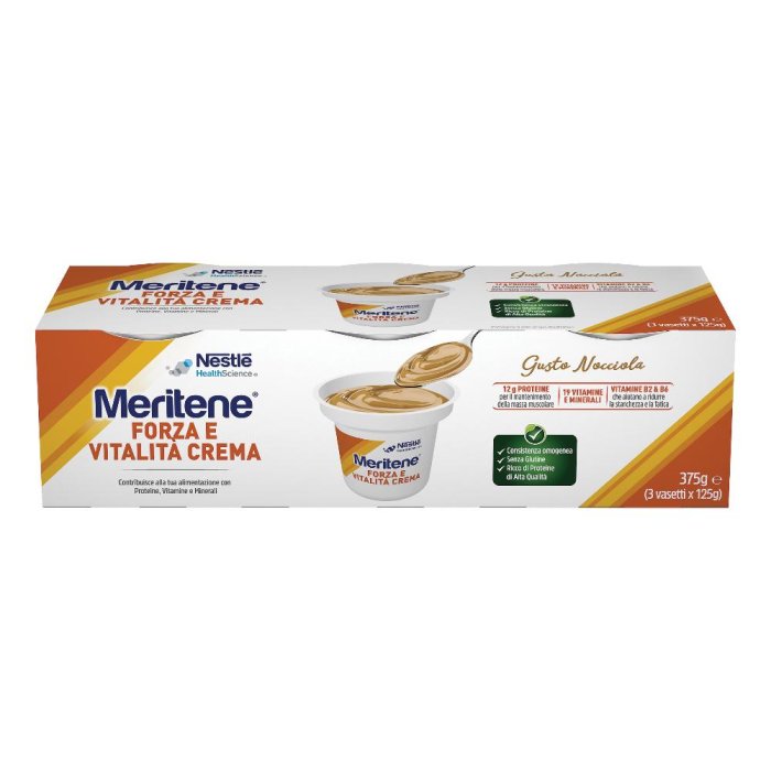 Meritene Forza & Vitalità - Crema Nocciola Proteine Vitamine Minerali 3x125g