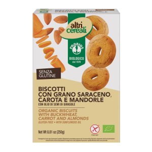 Probios Altricereali Biscotti con Grano Saraceno Carota e Mandorla Biologici Senza Glutine 250 g