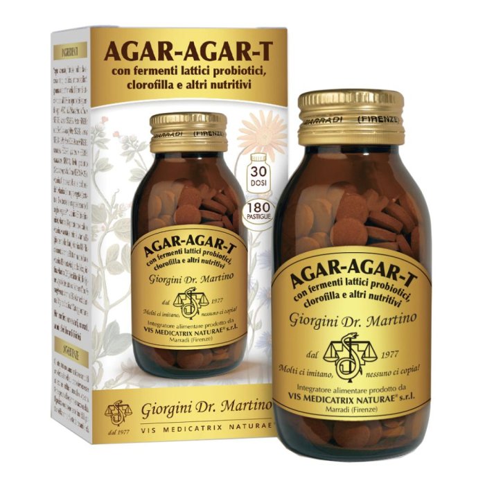 Agar Agar con fermenti lattici e clorofilla integratore alimentare 180 pastiglie Dr. Giorgini
