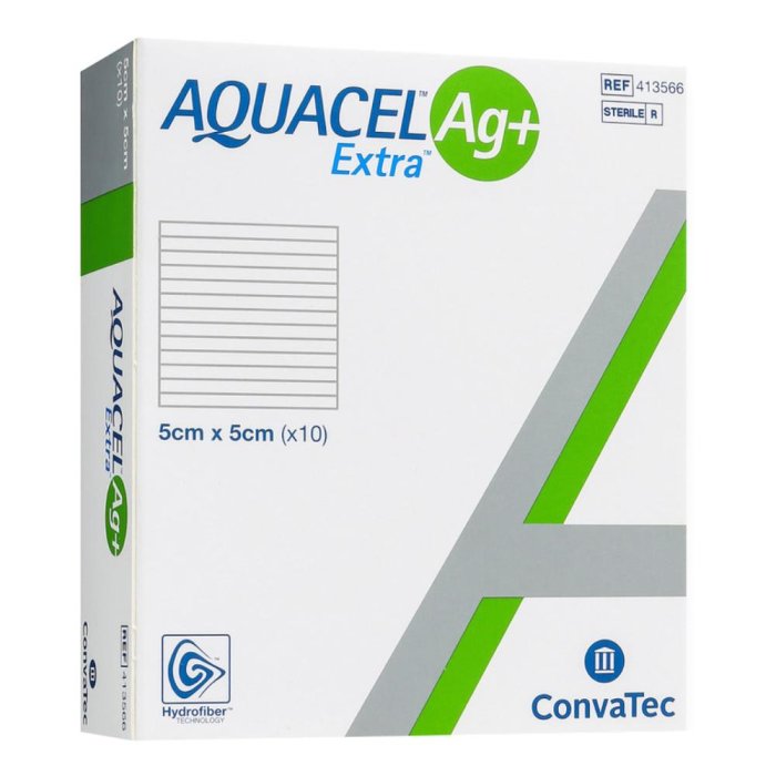 Convatec Aquacel Ag + Extra Medicazione Potenziata In Hydrofiber 5x5cm 10Pezzi