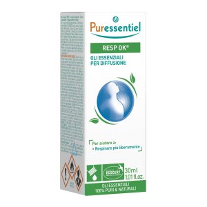 Puressentiel Respi Olio Essenziale per Diffusore Ambientale 30 ml – Miscela Balsamica per Respirazione e Benessere