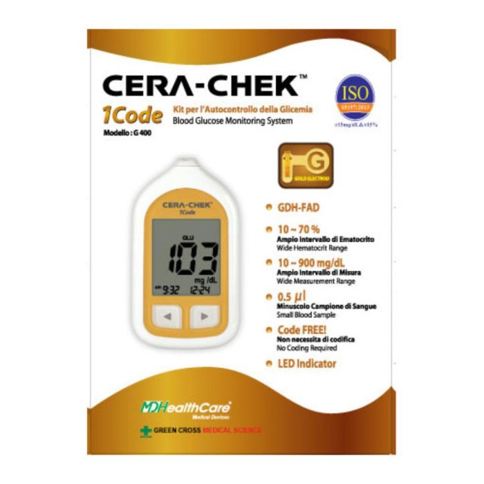 Mdhealthcare Strisce Reattive Autocontrollo Glicemia Cf Cera-chek 1 Code 25 Pezz