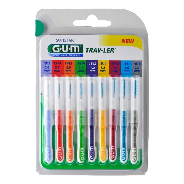 GUM  Igiene Dentale Quotidiana Trav-Ler 9 Scovolini Misure Miste 6.0-2.0
