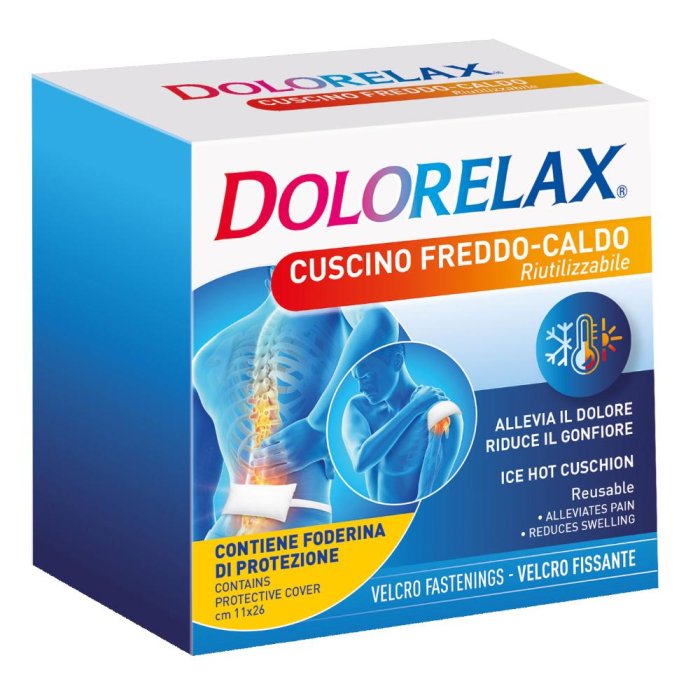 Euritalia Pharma Dolorelax Ice-Hot Cuscino Riutilizzabile Caldo-Freddo con Velcro Misura 11 x 26 cm 1 Pezzo