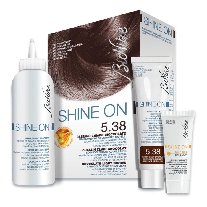 BioNike Shine ON Tintura per Capelli Cute Sensibile 5.38 Castano Cioc Chia