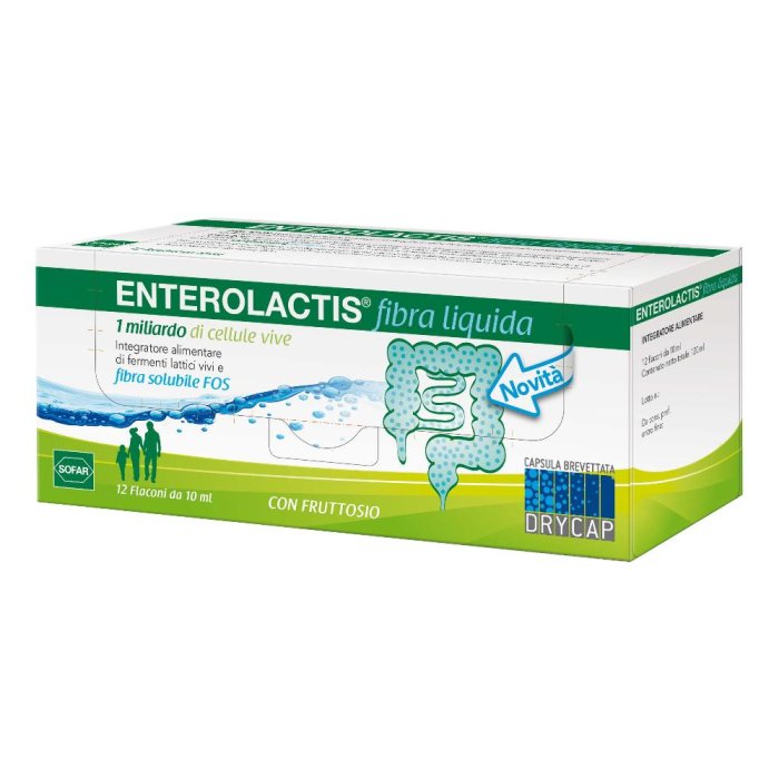Enterolactis Fibra Liquida Integratore Sofar  Intestino Sano 12 Flaconcini