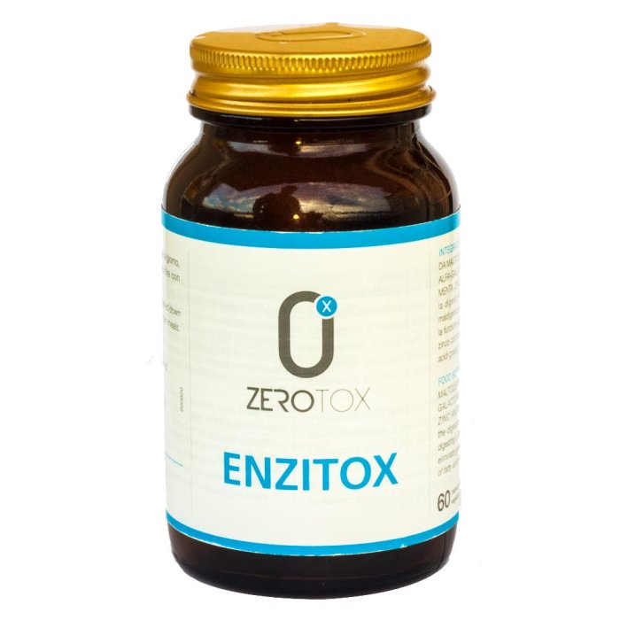 Zerotox Enzitox 60 compresse - integratore di enzimi digestivi con lattasi, zenzero e menta per gonfiore e digestione