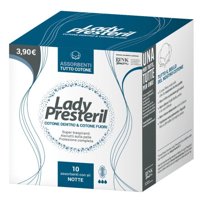 Lady Presteril Cotton Notte Pocket Promo Assorbenti Donna 10 Pezzi