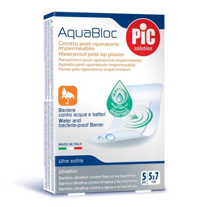 Artsana Pic Aquabloc Cerotto 5x7 Sterile Antibatterico 5 Pezzi