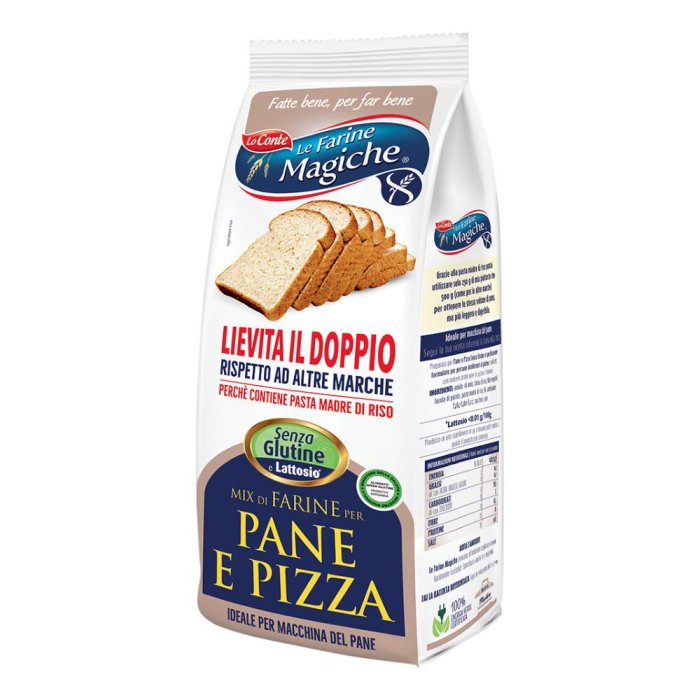 Lo Conte Alimenti senza Glutine Farine Magic Preparati e Impasti Mix Pane Pizza senza Lievito 500 g