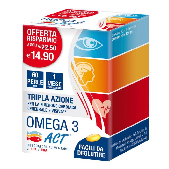  Omega 3 Act Integratore Alimentare 60 Perle Mini