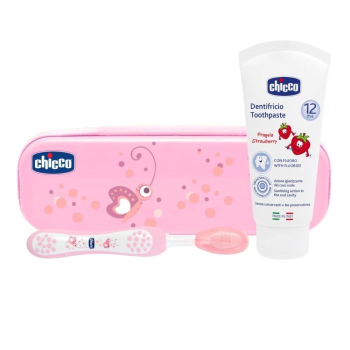 Chicco Set Dentale Rosa Con Fluoro