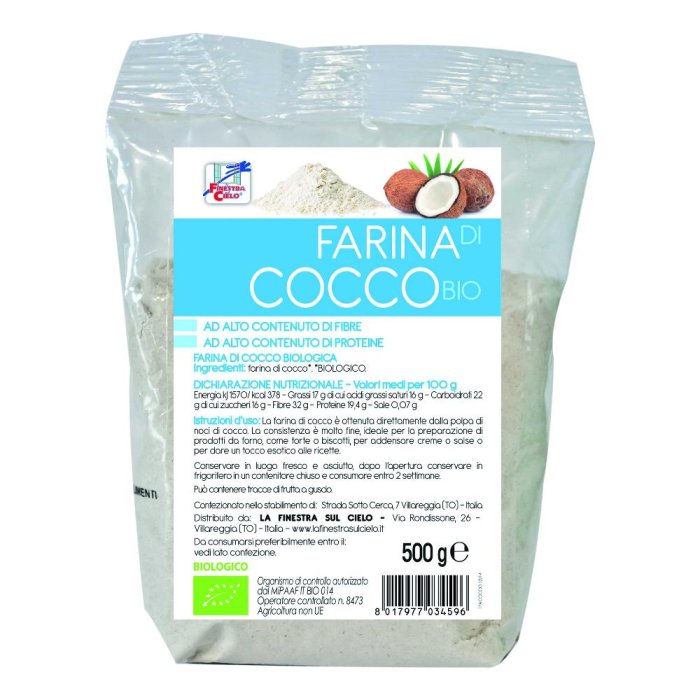 Farina di cocco biologica 500 g ideale per dolci, dessert e ricette senza glutine