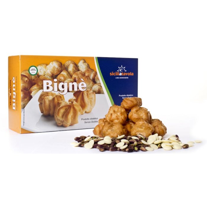 Siciliatavola Bignè di Pasticceria 100 g – Dolcetti Ripieni di Crema alla Panna Artigianali