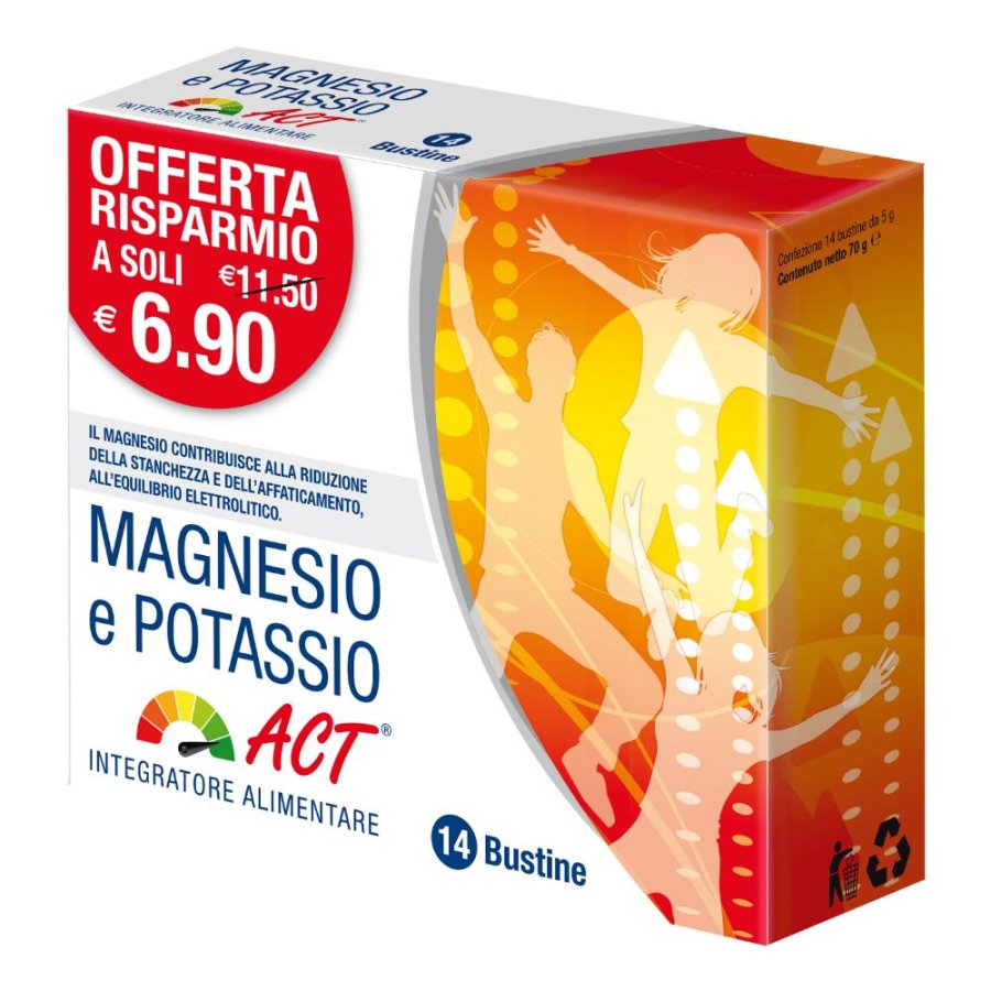  Act Minerali e Vitamine Magnesio E Potassio Integratore Alimentare 14 Bustine