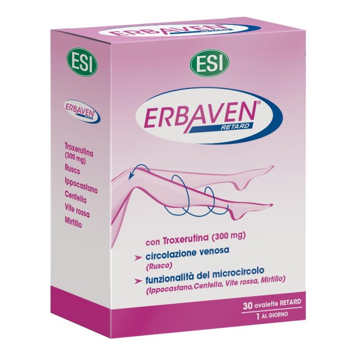 Esi  Benessere Gambe e Microcircolo Erbaven Retard Integratore 30 Ovalette