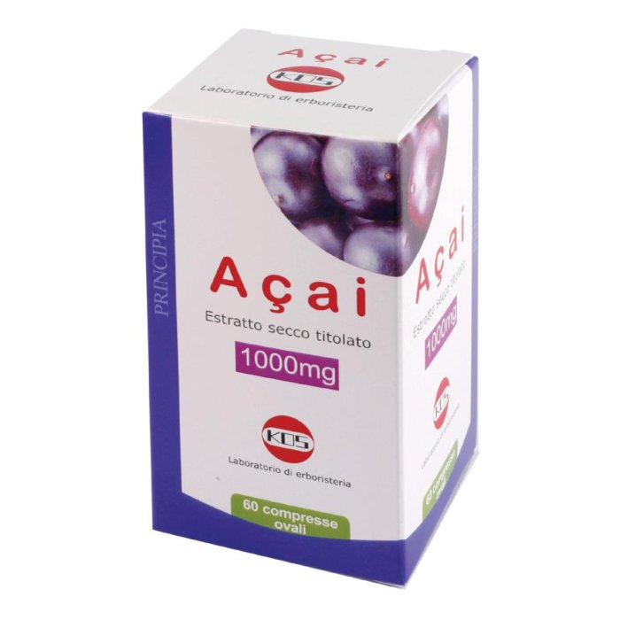 Açai estratto secco 1000 mg 60 compresse - integratore antiossidante a base di açai