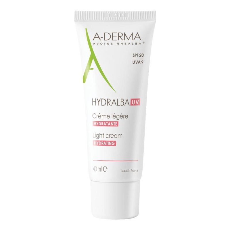 A-Derma  Hydralba Idratante Viso UV Crema Leggera Pelle Normale Mista 40 ml