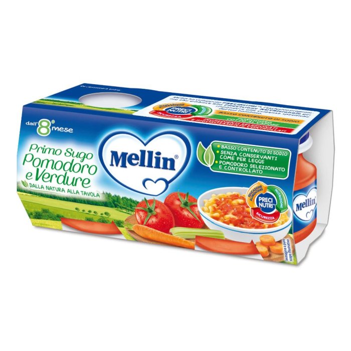 Mellin Primo Sugo Pomodoro E Verdure 2 Vasetti Da 80 G