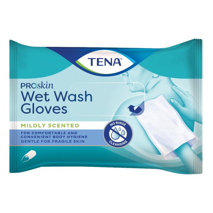 Tena Wet Wash Glove Guanto Detergente Umidificato 8 Pezzi