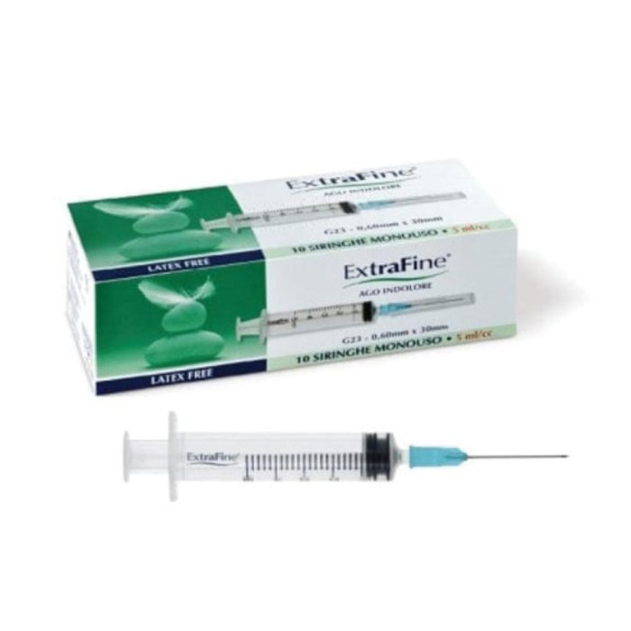 DESA PHARMA Extrafine Siringa Ago Indolore 5ml/cc G23 0,60X30 mm 10 Pezzi