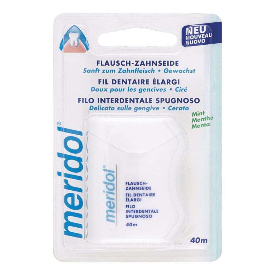 Meridol Filo Interdentale Spugnoso Cerato Delicato Gusto Menta Fresca 40 mt Meridol Filo Interdentale Spugnoso Cerato Delicato Gusto Menta Fresca 40 mt